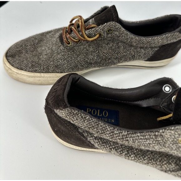 Men's 9 D POLO Ralph Lauren Vaughn Donegal Wool Tweed & Suede Casual Sneakers - Picture 9 of 10